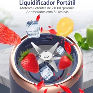 Liquidificador Mini Portátil Mixer 400ml Copo Shakes Sem Fio Azul-marinho - Imagem 8