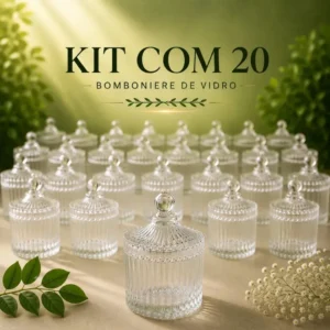 Kit 20 Mini Bomboniere De Vidro Potiche Lembrancinha Comunhão Batizado Casamento Chá Revelação Vela Aniversário Decoração 9cm Transparente - Bravli - Imagem 1