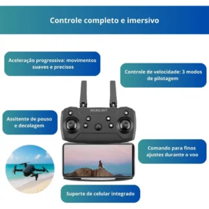 Drone Mini Pro 2 Baterias Com Câmera E Aplicativo Para Acompanhamento Em Tempo Real Completo Com Assistente De Pouso E Sensores + Peças De Reposiçao E Maleta De Transporte Drone Preto - Imagem 4