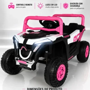 Carro Utv Elétrico Wild Rosa Para Criança Abre Portas Luz Led Com Musica Bribri UTV Wild Racer - Imagem 6