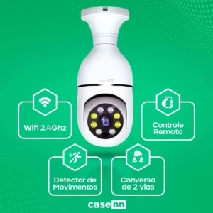 Kit 2 Câmeras Lampada De Segurança Ip Wifi Com Visão Noturna Interna Externa App Yoosee Espiã 360º Cor Branco Casenn - Imagem 4