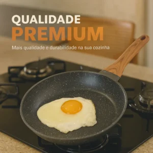 Frigideira Antiaderente Cerâmica 20cm Indução Gás Fogão Cabo Madeira Resistente Alta Temperatura - Era Home Decor - Imagem 5