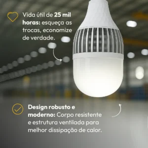 Kit 10 Lampadas Led Bulbo Hp 100w 6500k Branco Frio E27 - Imagem 7