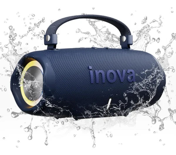 Caixa de Som Portátil Inova 10W Bluetooth RGB, à Prova D'água, com Rádio