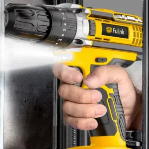 Parafusadeira Furadeira Impacto Fulink Profissional Fk-80pt 2 Baterias Com Maleta 60Hz Amarelo - Imagem 3