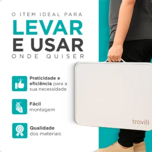 Mesa Dobrável 60x45 Vira Maleta Portátil Camping Churrasco - Imagem 5