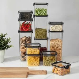 Pote Hermético Haushop Kit 12 Potes Para Alimentos Seguro Transparente - Imagem 1