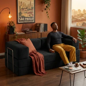 Sofa Cama Flowin Modular Cotelê Retrátil Vai Na Caixa Inflow - Imagem 5