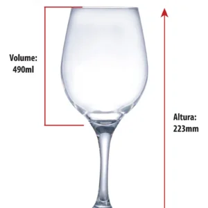 Jogo de Taças para Vinho Ruvolo de Vidro, 490 mL – Kit com 12 Peças - Imagem 3