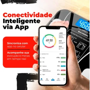 Balança Bioimpedancia Digital 180kg Smart Imc Profissional Rishon Com Aplicativo - Imagem 7