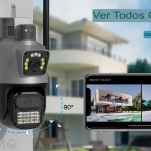 Câmera Segurança Wifi Ip Lente Dupla 2x 3mp Externa 360° A prova Dágua Cor Cinza - Imagem 6