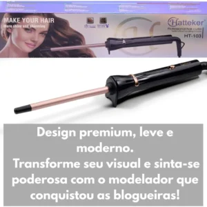 Hatteker Modelador Profissional 9 Mm Cerâmico Cachos Finos E Definido Cor Rose - Imagem 6