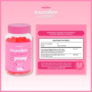 Imunofem Gummy Probiótico 40bi Feminino Ph Íntimo Saúdável - Imagem 4