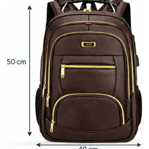 Mochila Couro Executiva Carregador Usb Notebook Reforçada - Imagem 2