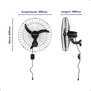 Ventilador Osc Parede 60cm Preto Ventisol - Imagem 7
