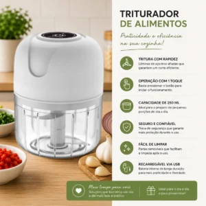 Kit 2 Mini Processador De Alimentos Moedor Elétrico Cozinha - Imagem 3