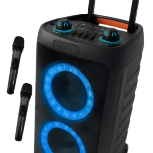 Caixa De Som Bluetooth Amplificada Grande Potencia Hz-2000 + 2 Microfones Sem Fio Limpo - Imagem 1