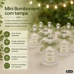 Kit 20 Mini Bomboniere De Vidro Potiche Lembrancinha Comunhão Batizado Casamento Chá Revelação Vela Aniversário Decoração 9cm Transparente - Bravli - Imagem 4
