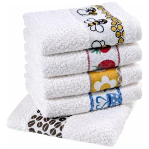 Pano de Prato Atoalhado Atacado Laune Gourmet Kit com 5 peças cor Branco Desenho Sortidos Laune Haus - Imagem 1