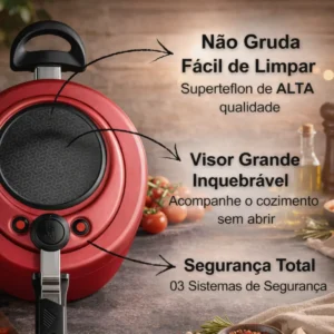 Panela Pressão Antiaderente Alumínio Com Visor 4,5l Mta - Imagem 4