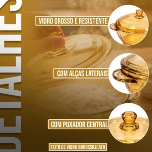 Travessa Assadeira Refratário Vidro 1l Armazenar Servir 3pçs - Imagem 3