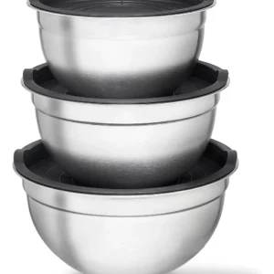 Conjunto De Bowls Tigela Inox Com Tampa Plástica Bumper Cinza - Imagem 1
