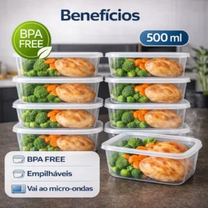 Kit 10 Potes Transparentes 500ml Bpa Free Microondas Freezer - Imagem 5