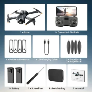 Dli Drone M3 Com Câmera Dupla Hd 1080p Drone Fpv Profissional Mini Quadricóptero Dobrável Com Controle Remoto Inclui Duas Baterias De 1800 Mah E Maleta De Transporte Preto - Imagem 2