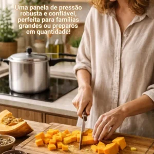 Panela de pressão 10 litros Alumínio Polida Grande Reforçada Cozimento Rápido Econômica Fechamento Interno - Imagem 8