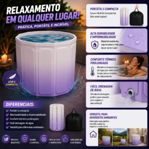 Banheira Dobrável Adulto Crianças Viagem Casa Spa Relaxante - Imagem 4
