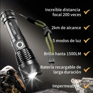 Lanterna Tática Mais Forte Do Mundo T9 Potente Recarregável - Imagem 4