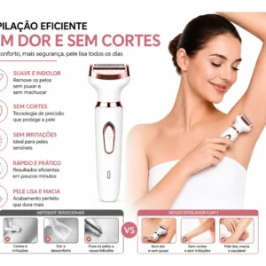 Depilador Elétrico Feminino 4 Em 1 Aparador De Pelos - Imagem 7