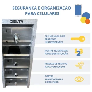 Armário Para Celular 10 Portas Aço Com Visor Transparente - Imagem 3