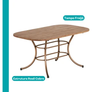 Conjunto Sala De Jantar Mesa E 6 Cadeiras Fênix Carraro Rose - Imagem 5