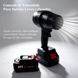 Soprador 48v Turbo Portátil Com 2 Baterias Potente Preto - Imagem 2