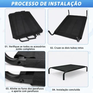 Cama Suspensa Caes Para Cachorros Grande - Resistente Preto - Imagem 2