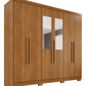 Guarda-roupa Casal Com Espelho 6 Portas 2 Gavetas França Wt - Imagem 1