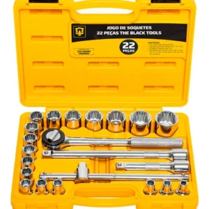 Jogo Kit de Ferramentas Manuais Chave Catraca 1/2 8 a 32mm BCS022 The Black Tools Cor Amarelo - Imagem 1