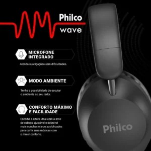 Fone de Ouvido Bluetooth Philco Extreme ANC 50h de Bateria Bluetooth 5.4 Preto PFO09P - Imagem 4