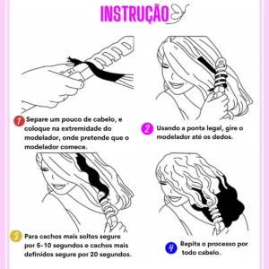 Morina cacheador modelador cachos espiral enrolar cabelo pro bivolt 110v/220v - Imagem 7