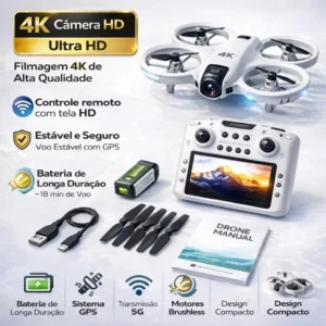 Drone Gt3 Max 4k Ultra Hd Camera Fpv 5g Dobravel 2 Baterias Bolsa Transporte Controle Com Tela Integrada Imagens Estaveis Estabilizador Digital Fotografia Aerea Video Profissional Longo Alcance - Imagem 3
