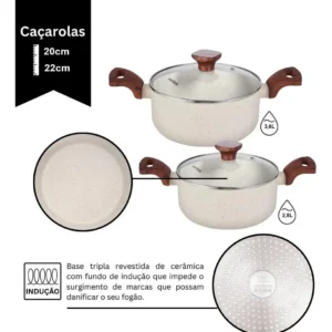 Jogo De Panelas Com 10 Peças Mimo Style Pratic Cook Mármol Cor Branco - Imagem 7