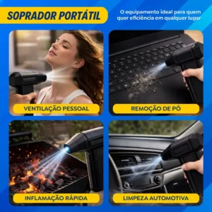 Mini Ventilador Soprador Ar Turbo 130000RPM Sem Fio Recarregável USB 3 Níveis Jato Forte Portátil Multiuso Limpeza Teclado Carro Acende Churrasqueira Simake - Imagem 7