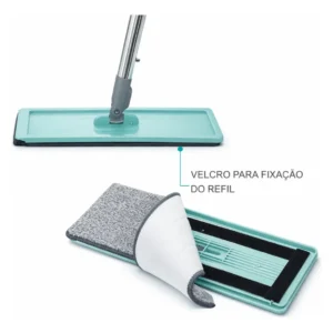 Rodo Flat Mop Limpeza Profissional 2 Refil Mopi Com Balde 5 - Imagem 6