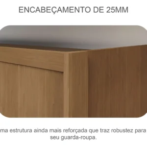 Guarda-Roupa Casal 3 Portas Correr Espelho MDF Fosco Horizonte Vegas - Imagem 6
