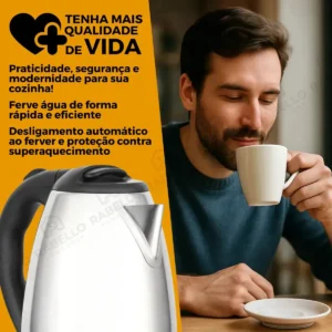 Chaleira Elétrica Rabello Home Shop Inox 1,8 Litros, Com Desligamento Automático e LED Indicador - Imagem 6