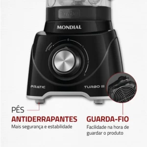 Liquidificador Pratic Turbo III, Mondial, 550W - L-93-BG - Imagem 6
