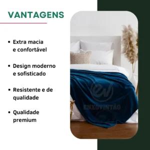 Cobertor Manta Soft Casal Microfibra Antialérgica Veludo Super Quentinha Toque Macio E Confortável Cor Azul Marinho - Imagem 3