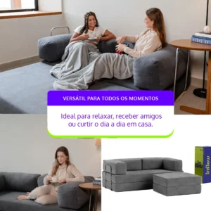 Sofá-cama Flowin Cotelê Retratil Vai Na Caixa Com Chaise - Imagem 8