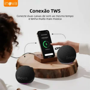 Inova Mini Caixa Caixinha De Som Bluetooth Portátil, Potente Tws Com Rádio Fm E Luzes Rgb, Ipx6 À Prova D'água, Longa Duração Caixa De Som Bluetooth - Imagem 7